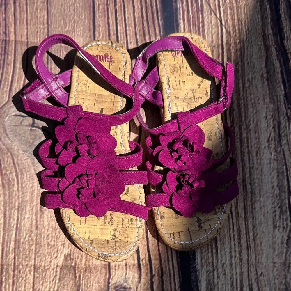 Gymboree Magenta Floral Wedge Sandals